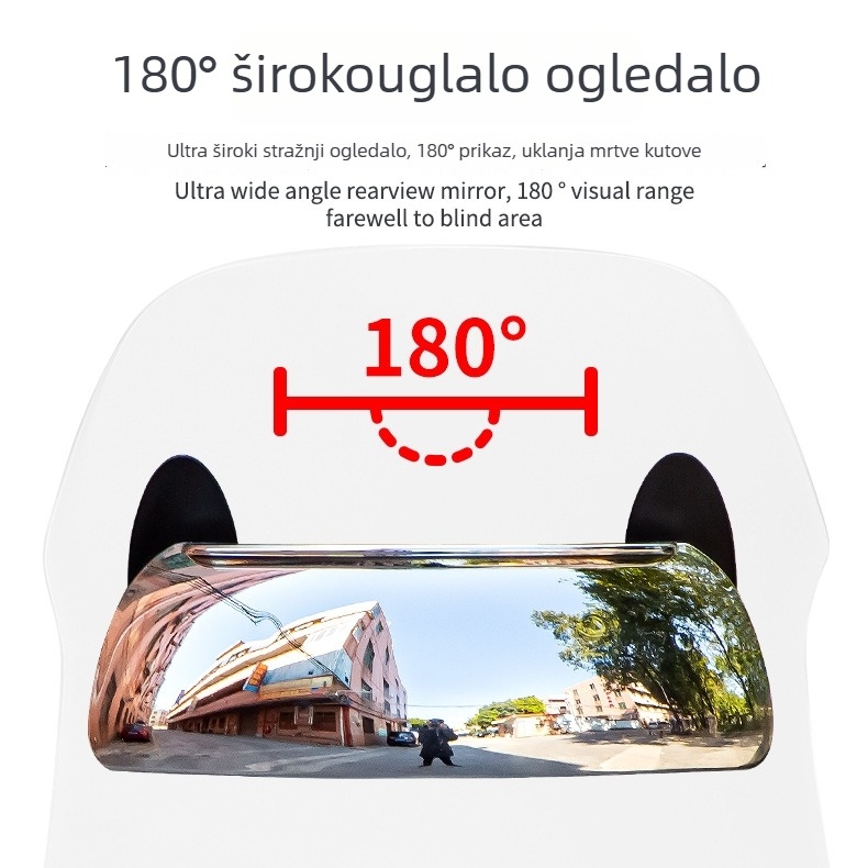Motocikl retrovizor s 180° širokouhlom lećom i naljepnicom, od ABS plastike, za motocikle s deflektorom, montaža sprijeda i straga
