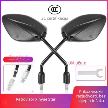 Zadnje ogledalo za Haojue Yingzuan motocikl – anti-glare PV+ staklo, PC kućište, desni navoj montaže, model Xin Yue Xing