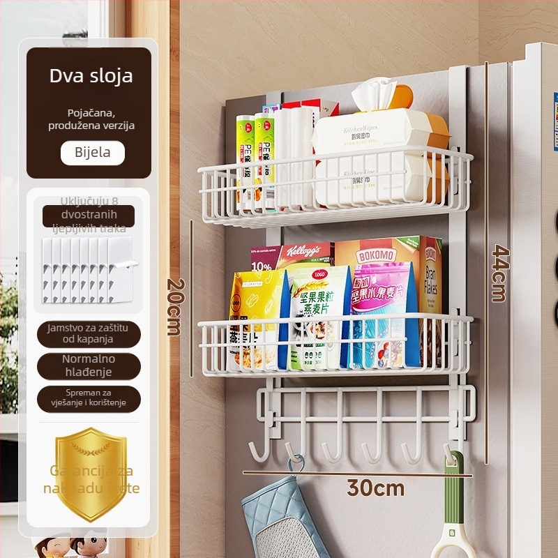 3‑slojni kuhinjski stalak za pohranu, ugljični čelik, mat završna obrada, bez bušenja, nosivost 10 kg