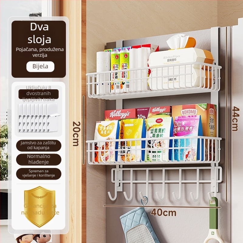 3‑slojni kuhinjski stalak za pohranu, ugljični čelik, mat završna obrada, bez bušenja, nosivost 10 kg