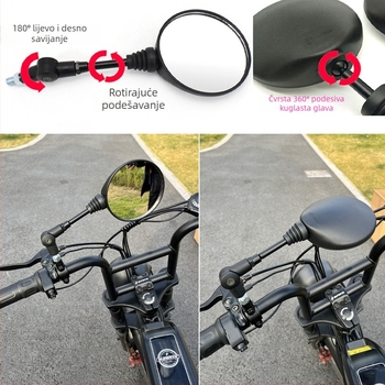 Sklopivi retrovizor za off-road vozila - kružno ogledalo, metalni okvir, plastično kućište, montaža bez bušenja, univerzalno