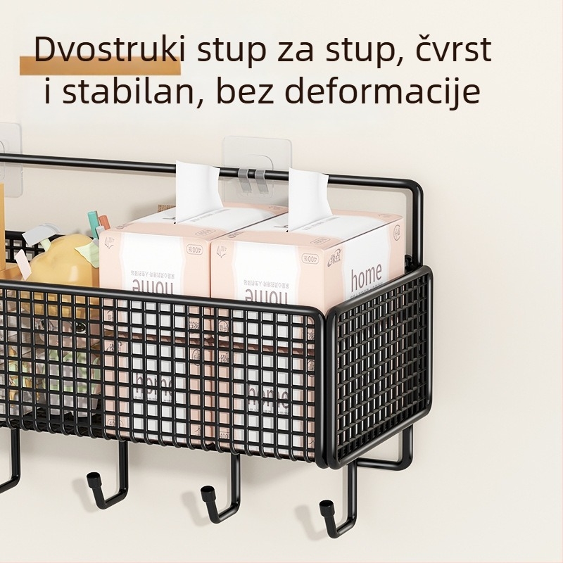 Zidna polica za odlaganje pored kreveta u domu za studente, metalna, jednostruka, bez bušenja, višestruki organizator