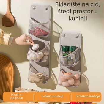 Kuhinjska mrežasta kutija za pohranu na zid, sklopiva bez bušenja, Oxford tkanina, 2–3 sloja, nosivost do 1–1,5 kg, periva