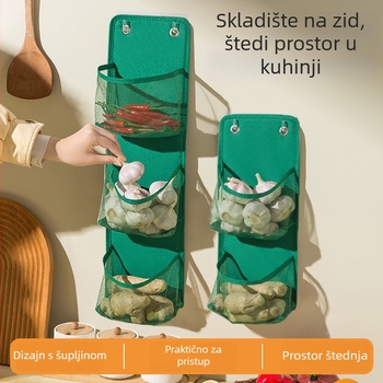 Kuhinjska mrežasta kutija za pohranu na zid, sklopiva bez bušenja, Oxford tkanina, 2–3 sloja, nosivost do 1–1,5 kg, periva