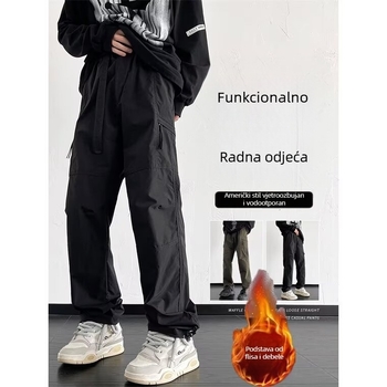 Muške zimske planinarske hlače ravnog kroja s flis podstavom, vodootporne i otporne na vjetar, svakodnevne hlače