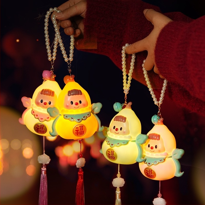 Ručni lampion, oblik tikve, svjetleći, crtani stil, marka Shu Tingxiang, proizvedeno injekcijskim oblikovanjem