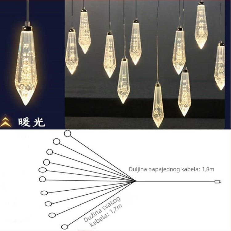 Akrilna stropna lampica s nizom za svadbenu dekoraciju, 220V, model: Ceiling String Lamp