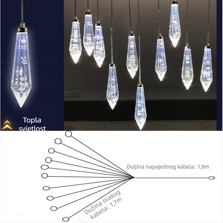 Akrilna stropna lampica s nizom za svadbenu dekoraciju, 220V, model: Ceiling String Lamp