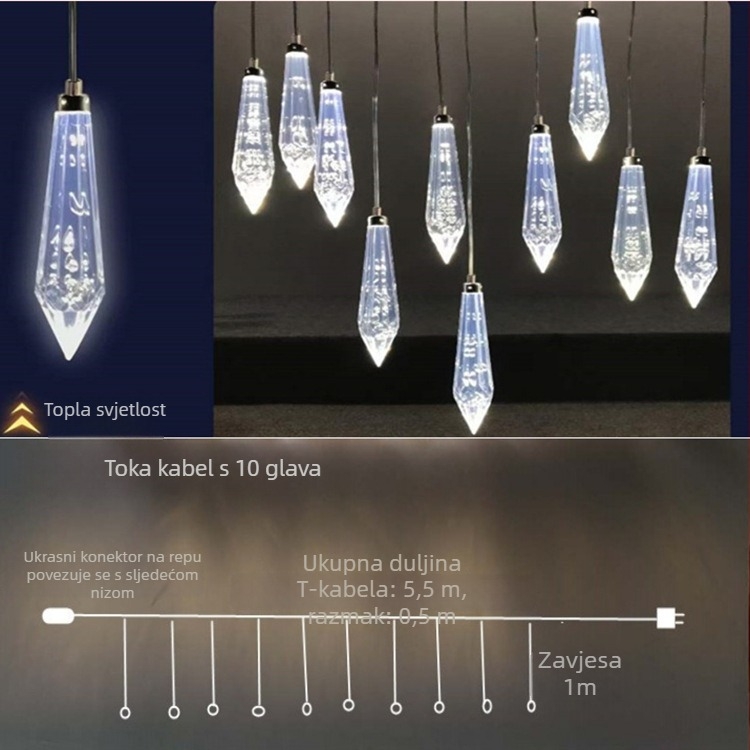 Akrilna stropna lampica s nizom za svadbenu dekoraciju, 220V, model: Ceiling String Lamp