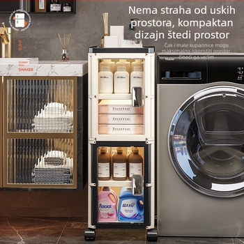 Uski ormar za pohranu s ladicama, za dnevni boravak, kupaonicu i kuhinju; sklopivi, višeslojni regal na kotačima