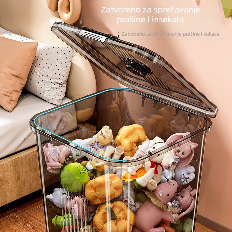 Kutija za pohranu igračaka s kotačićima — velika zapremina, prozirna plastična kutija, preklopni poklopac do 5 litara
