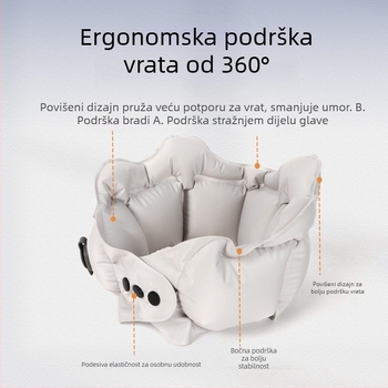 Napuhiva U-oblik jastuk za vrat s Ice Silk navlakom, napunjen zrakom, za putovanja, podrška vratu