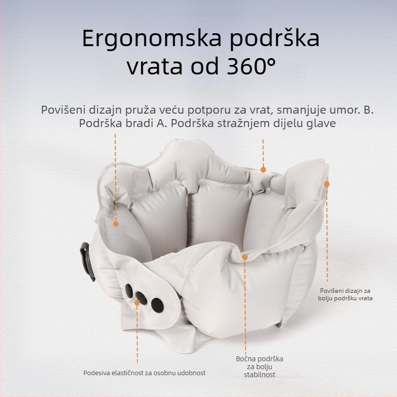 Napuhiva U-oblik jastuk za vrat s Ice Silk navlakom, napunjen zrakom, za putovanja, podrška vratu