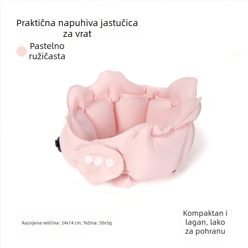 Napuhiva U-oblik jastuk za vrat s Ice Silk navlakom, napunjen zrakom, za putovanja, podrška vratu