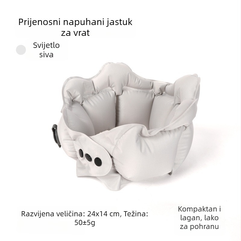 Napuhiva U-oblik jastuk za vrat s Ice Silk navlakom, napunjen zrakom, za putovanja, podrška vratu