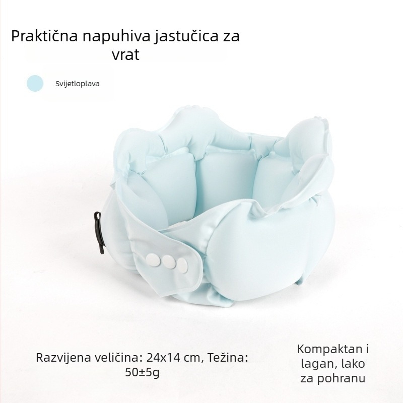 Napuhiva U-oblik jastuk za vrat s Ice Silk navlakom, napunjen zrakom, za putovanja, podrška vratu