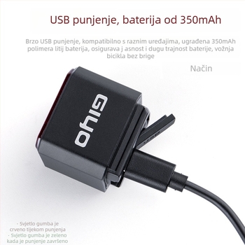 GIYO pametna stražnja svjetla za bicikl s USB punjenjem, visokou snaga LED lampe, upozoravajuće svjetlo, kompatibilno s planinskim i cestovnim biciklima