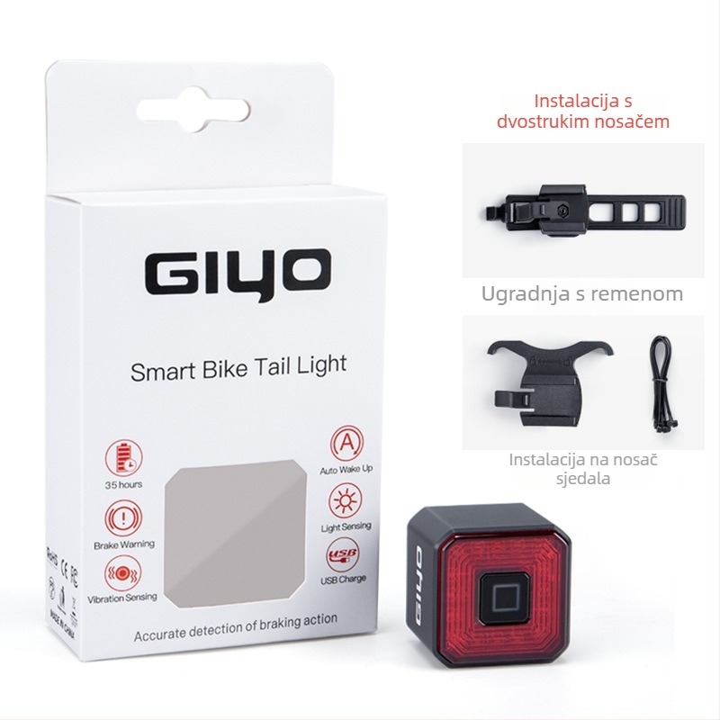 GIYO pametna stražnja svjetla za bicikl s USB punjenjem, visokou snaga LED lampe, upozoravajuće svjetlo, kompatibilno s planinskim i cestovnim biciklima