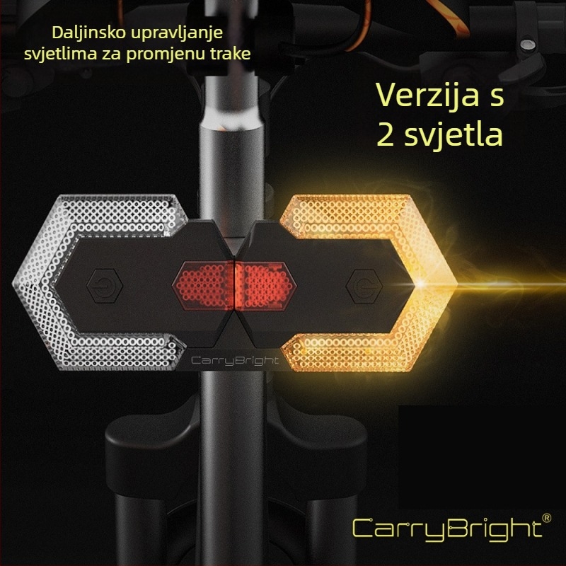 CARRYBRIGHT stražnje svjetlo za bicikle i električna vozila sa dvije lampe, bežično daljinsko upravljanje, baterija 600mAh