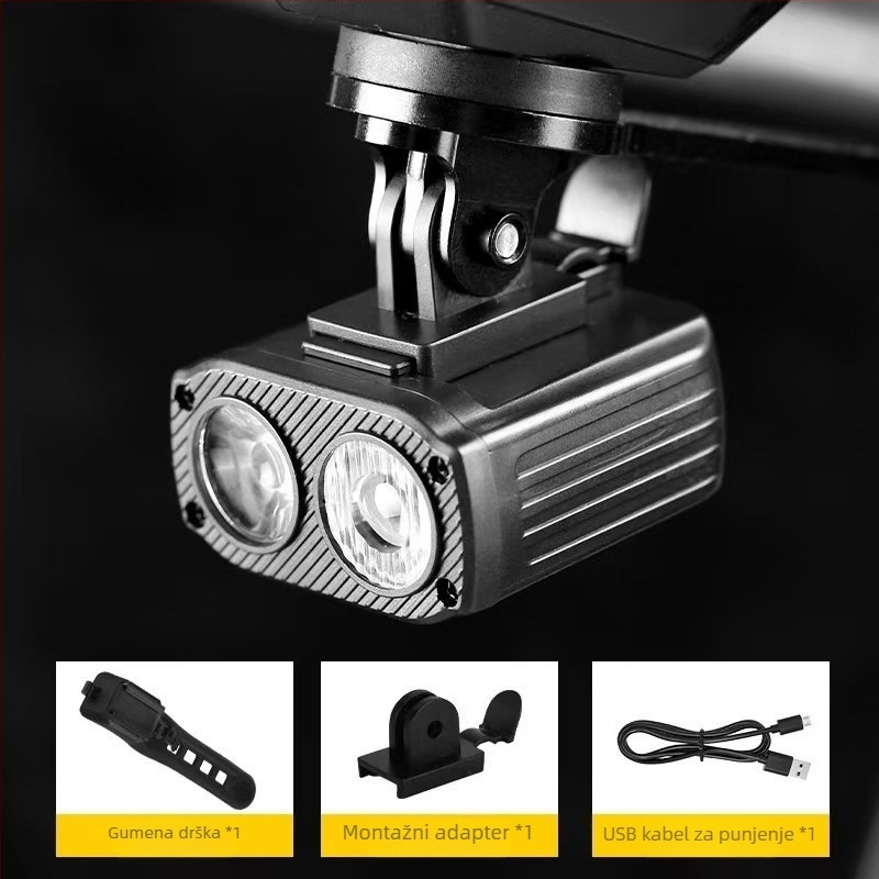 Prednje LED svjetlo za bicikl T6 s dalekim i bliskim snopom, USB držač, vodootporno, zaslon napajanja
