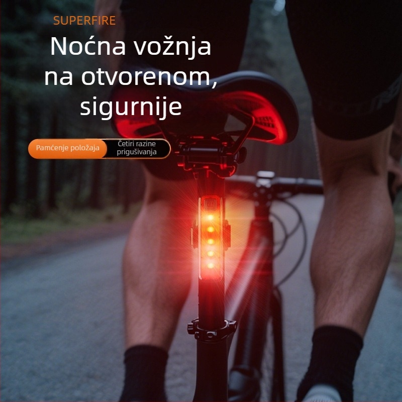 BTL08 Stražnja svjetiljka za bicikl – punjiva, za noćnu vožnju, kompatibilna s planinskim i cestovnim biciklima, Divine Fire