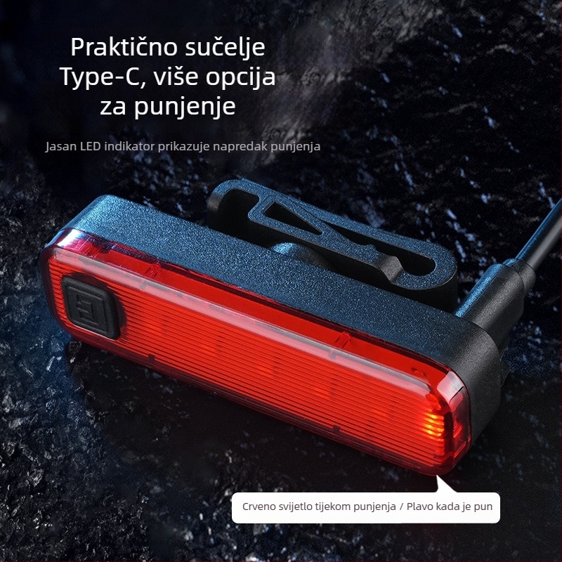 BTL08 Stražnja svjetiljka za bicikl – punjiva, za noćnu vožnju, kompatibilna s planinskim i cestovnim biciklima, Divine Fire