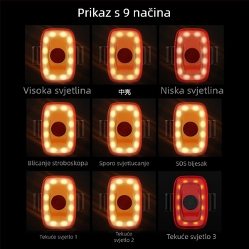 Prednje i stražnje svjetlo za bicikl s USB punjenjem, za noćnu vožnju cestovnim i planinskim biciklima, svjetlo upozorenja