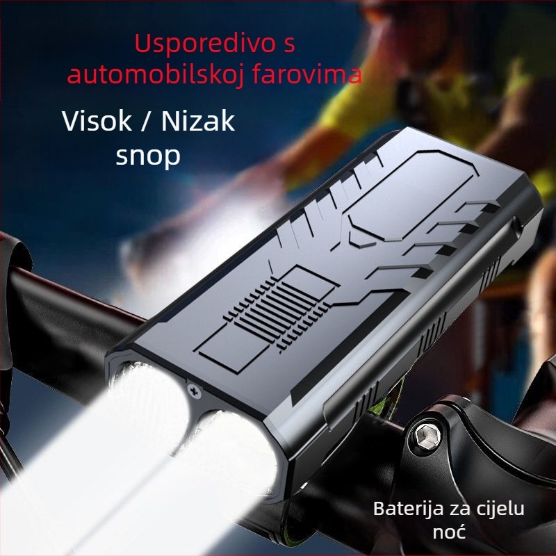 Prednje svjetlo za bicikl za noćnu vožnju, dvostruka funkcija, vodootporno, ultra svijetlo LED, montaža kopčom