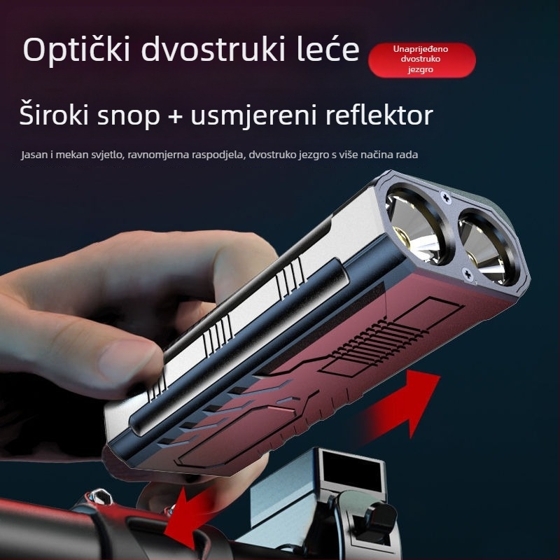 Prednje svjetlo za bicikl za noćnu vožnju, dvostruka funkcija, vodootporno, ultra svijetlo LED, montaža kopčom