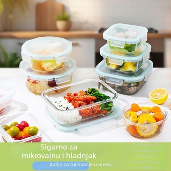 Kutija za ručak od borosilikatnog stakla, mikrovalna sigurna, zamrziva, s poklopcem koji sprječava curenje, kapacitet 501–800 ml