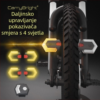 Stražnja svjetiljka za bicikle i električna vozila — bežično upravljanje, četiri LED diode, 600mAh baterija, 300 g težina, punjiva