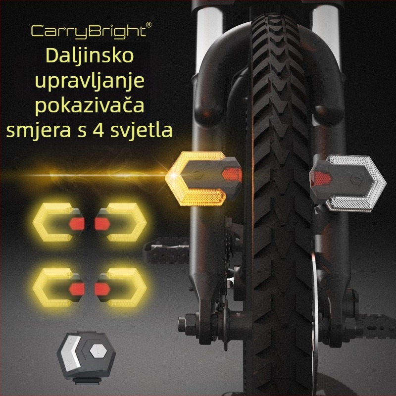 Stražnja svjetiljka za bicikle i električna vozila — bežično upravljanje, četiri LED diode, 600mAh baterija, 300 g težina, punjiva