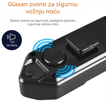 Svjetlo za bicikl s daljinskim upravljanjem i signalima lijevo/desno, LED stražnje svjetlo s USB punjenjem, vodootporno s zvonom
