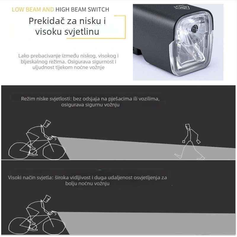 GIYO prednje svjetlo za bicikl s podešavanjem daleko i blizu snopa, za noćnu vožnju – MTB