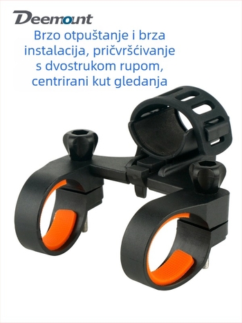 Deemount držač prednje lampe za bicikl s brzim oslobađanjem, instalacija bez alata, središnji klip lampe, stabilan nosač s dvostrukim otvorima