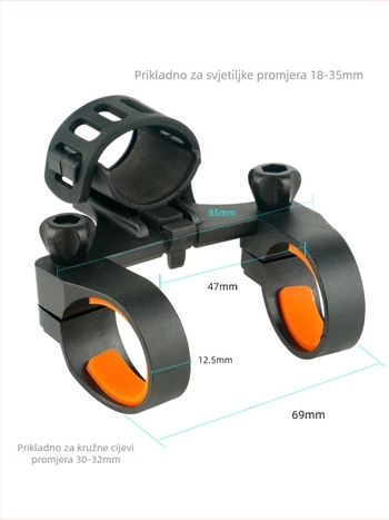 Deemount držač prednje lampe za bicikl s brzim oslobađanjem, instalacija bez alata, središnji klip lampe, stabilan nosač s dvostrukim otvorima