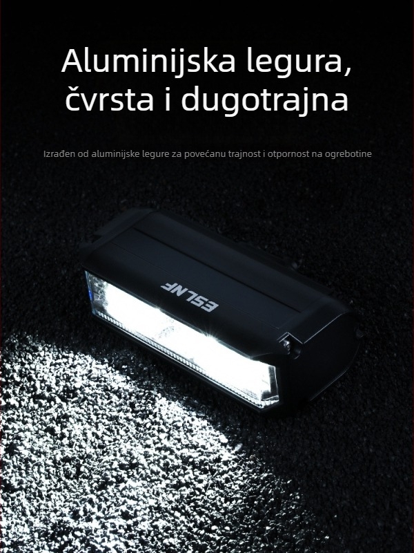 Prednje svjetlo za bicikl – aluminijska legura, vodootporno, USB punjenje, snažan širokokutni snop za planinski i cestovni biciklizam