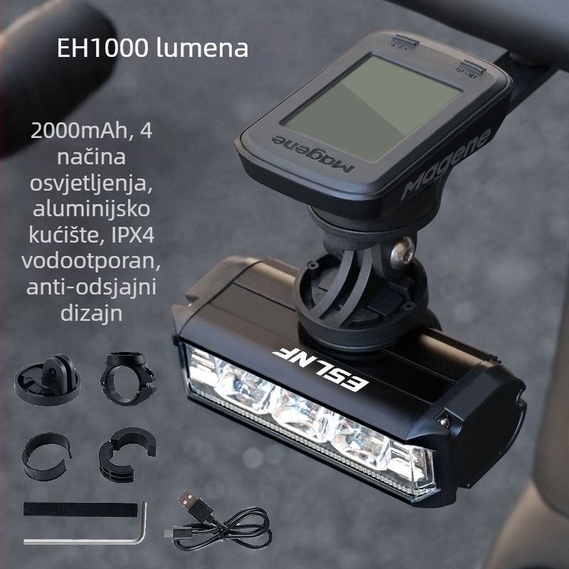 Prednje svjetlo za bicikl – aluminijska legura, vodootporno, USB punjenje, snažan širokokutni snop za planinski i cestovni biciklizam