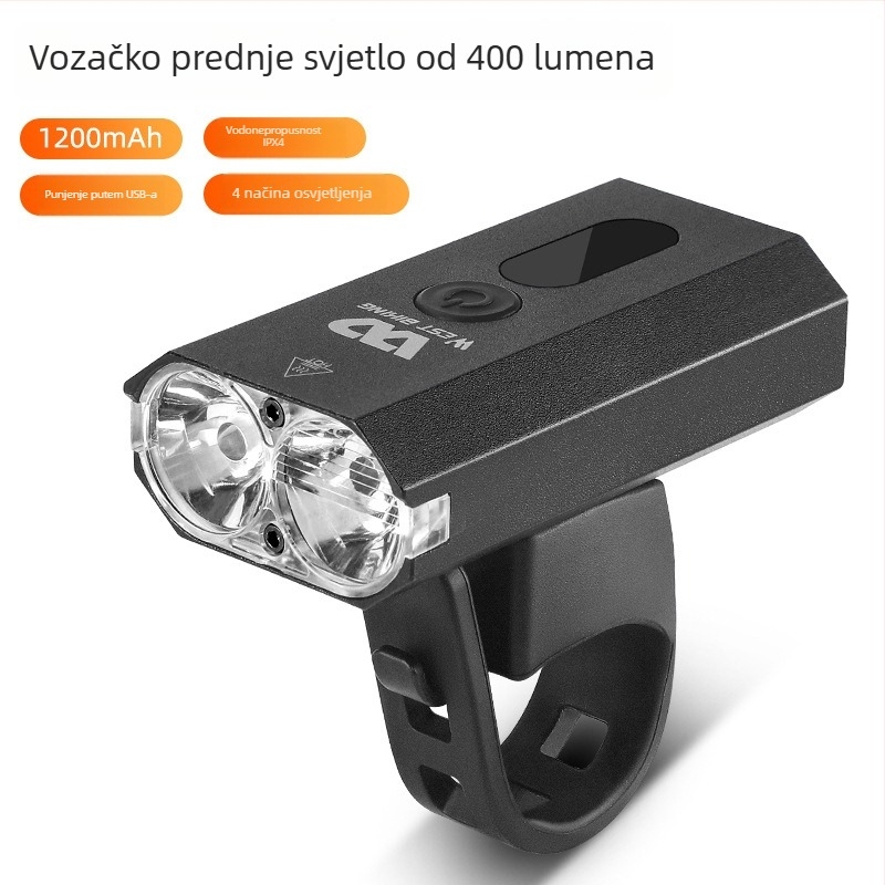 West Biking svjetlo za bicikl od aluminijske legure, za noćnu vožnju, 360° rotirajući držač, za brdske bicikle
