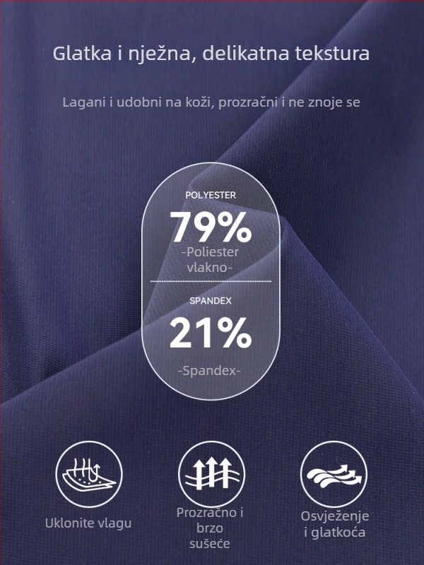 Unisex sportske hlače ravnog kroja, brzo se suše, s visokim elastičnim pojasom; smjesa poliestera visoke elastičnosti.