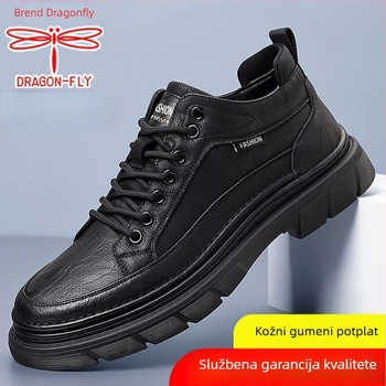 Muške planinarske tenisice - povećani debeli potplat za podizanje visine, prozračni gornji dio od kože goveda, gumeni potplat, EVA ulošak, slip-on