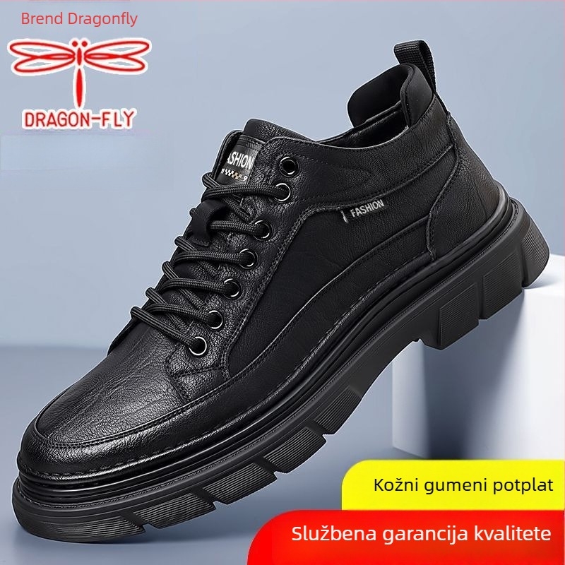 Muške planinarske tenisice - povećani debeli potplat za podizanje visine, prozračni gornji dio od kože goveda, gumeni potplat, EVA ulošak, slip-on