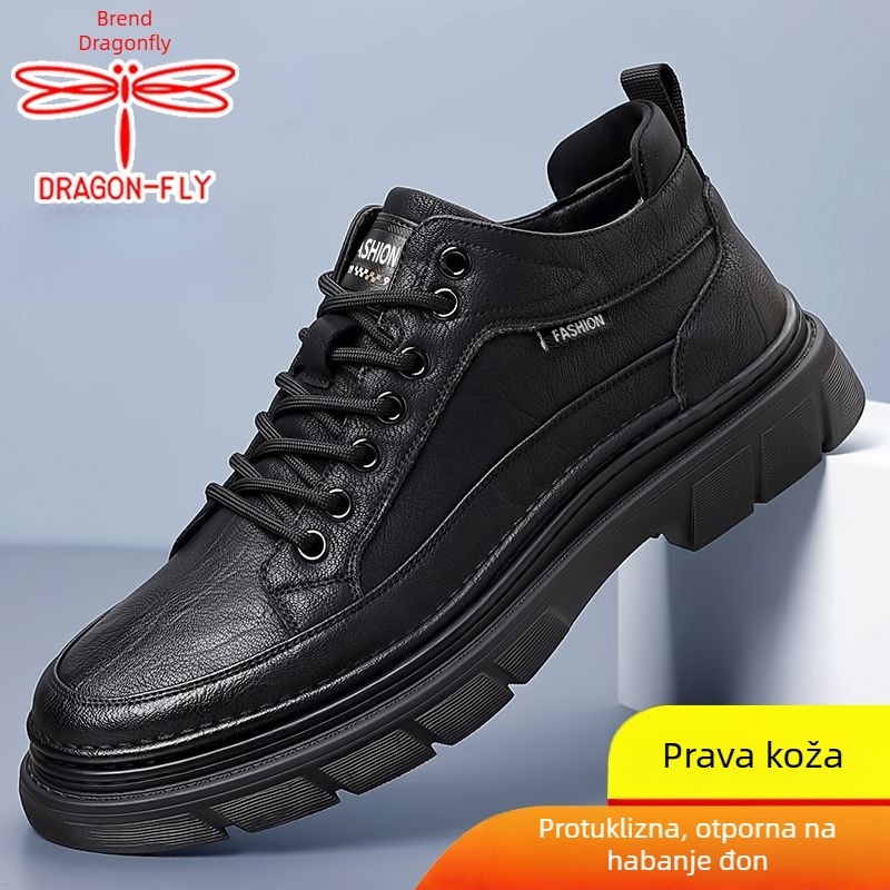 Muške planinarske tenisice - povećani debeli potplat za podizanje visine, prozračni gornji dio od kože goveda, gumeni potplat, EVA ulošak, slip-on