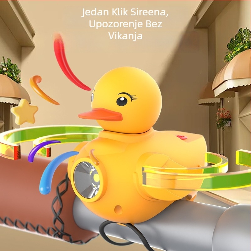 Noćno prednje svjetlo za bicikl s temom žutog patka, dječji zvončić i rog – Light year, nije uvezeno