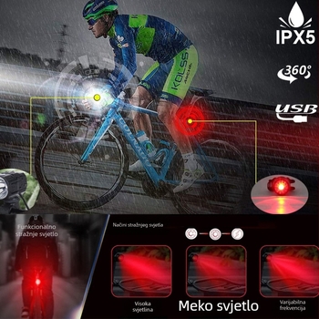 GAZZI LED svjetlo za planinski bicikl, 1200 lumena, podijeljeni dizajn, punjivo, aluminijsko kućište, IPX4 vodootporno