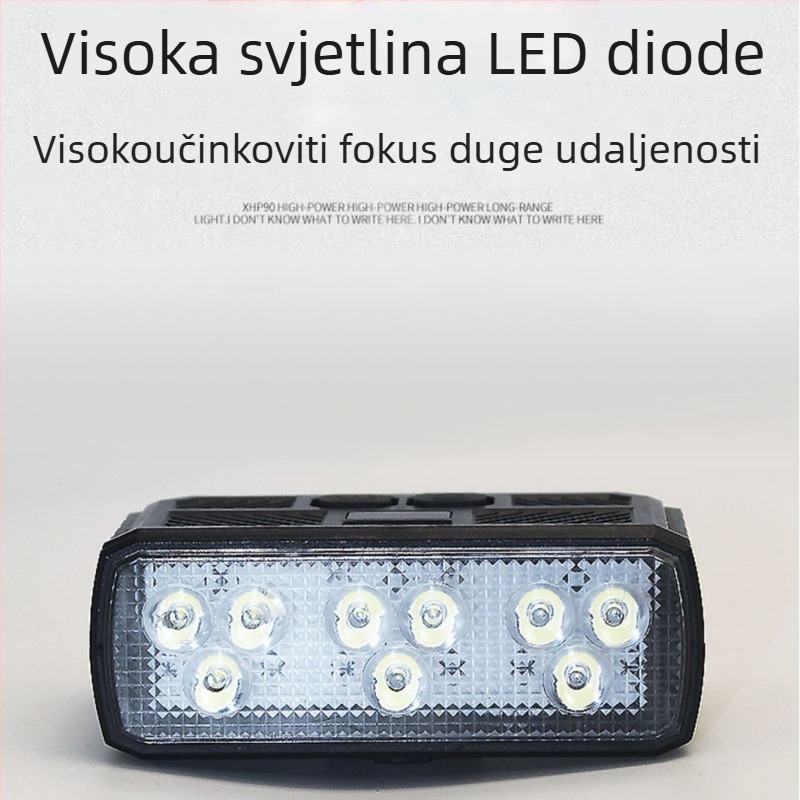 Prednje svjetlo za bicikl za noćnu vožnju, vodootporno, baterija 1500 mAh, USB-C punjenje, pričvršćivanje trakom, pogodno za planinski i cestovni bicikl