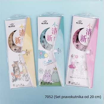 Četverostruki prozirni plastični ravnalo set s dizajnom crtanih likova za osnovnoškolce