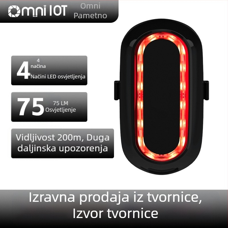 Stražnja svjetiljka za planinski bicikl s USB punjenjem — pametna LED svjetiljka, Omni marka, licencirana privatna oznaka, prilagodba obrade