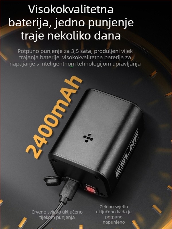 ESLnf Aluminijska Prednja Svjetiljka Za Bicikl S Noćnim Osvjetljenjem, USB-C Punjenje, Daljinsko Upravljanje Zvoncem