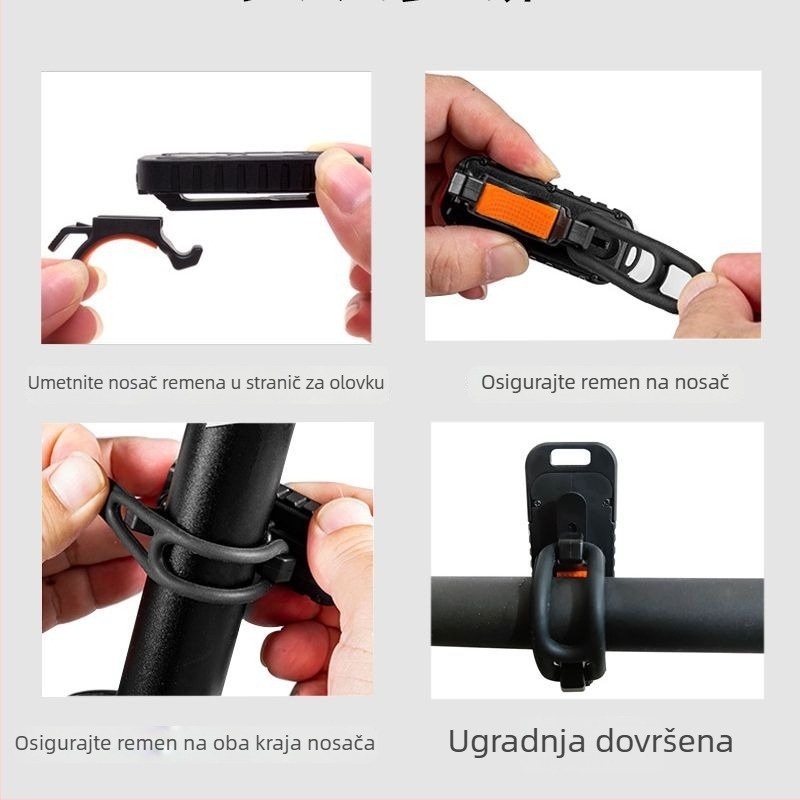 Stražnje svjetlo za bicikl – USB-C napajanje, 400mAh, klipsa za montažu, za noćnu vožnju i outdoor avanture